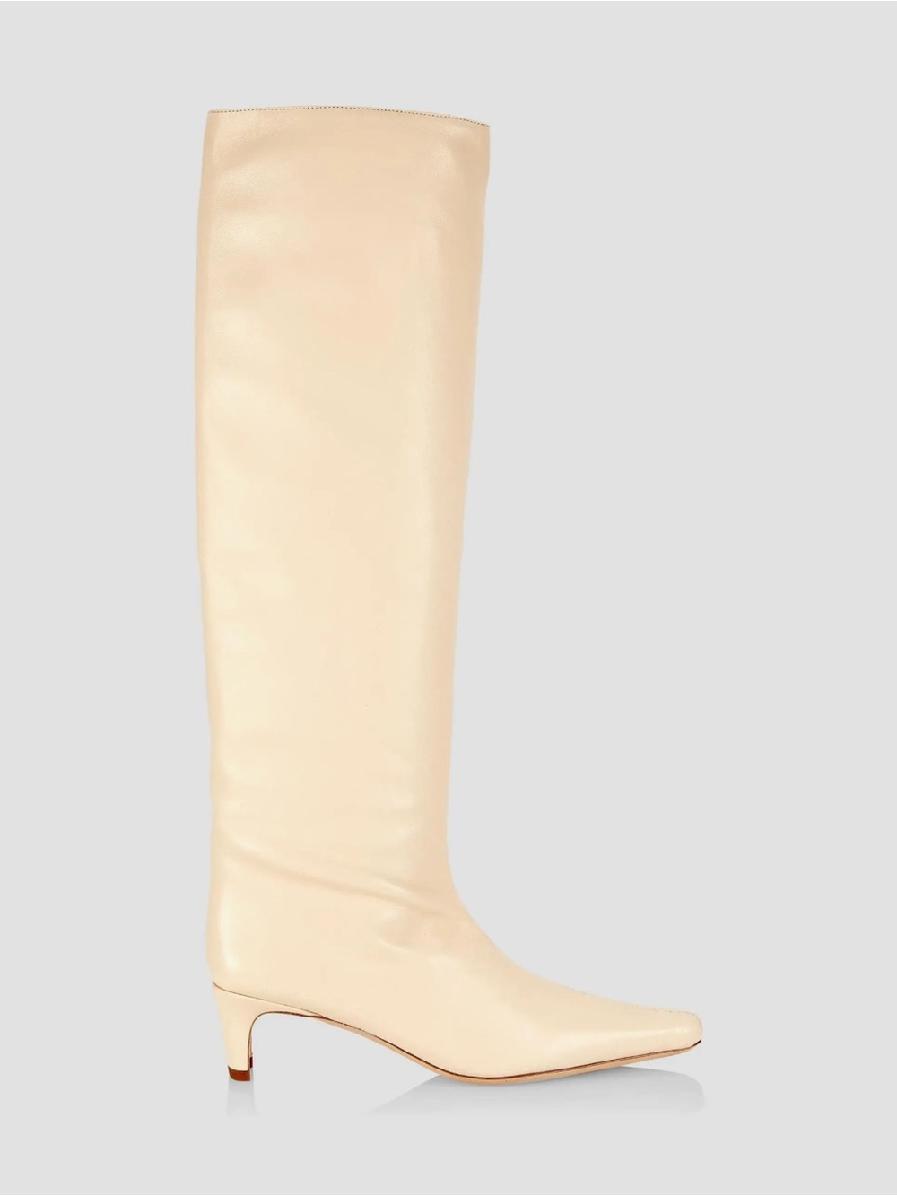 STAUD Cream Knee-High Leather Boots